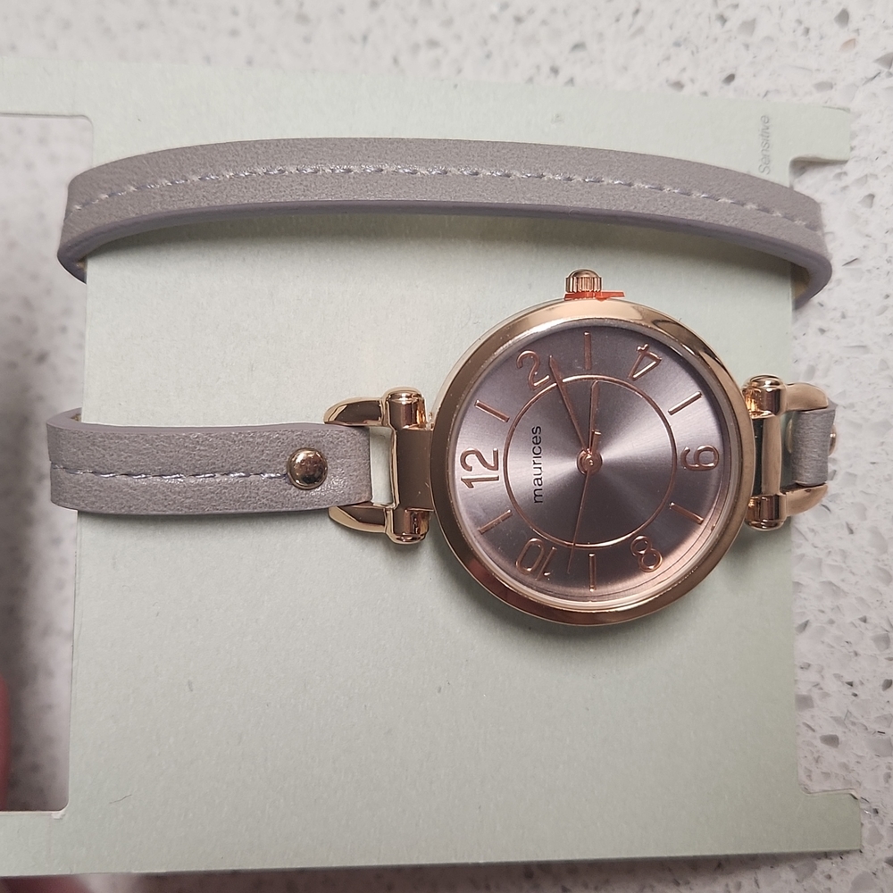 Maurices NWT Grey and Rose Gold Adjustable Bracelet Watch Wrap.